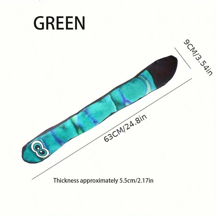 Green plush snake toy for dogs – long design with squeakers inside