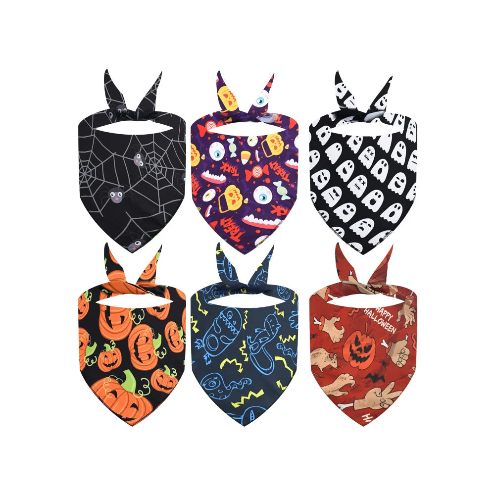 Multiple Halloween bandanas for dogs and cats
