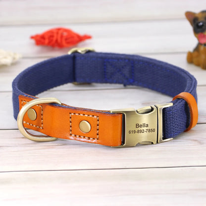 Custom Nylon Dog Collar – Durable PU Leather with ID Tag