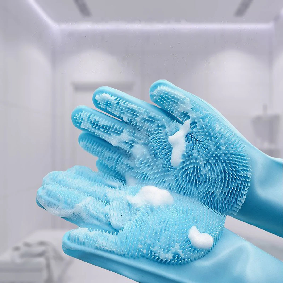 Silicone Pet Grooming Gloves – Bathing, Scrubbing & Hair Removal for Dogs & Cats