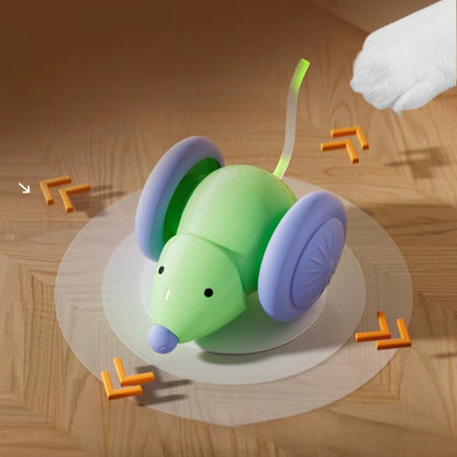 Rechargeable Electric Cat Mouse Toy – Smart Interactive Obstacle-Avoiding Car Shaped Teaser for Kittens