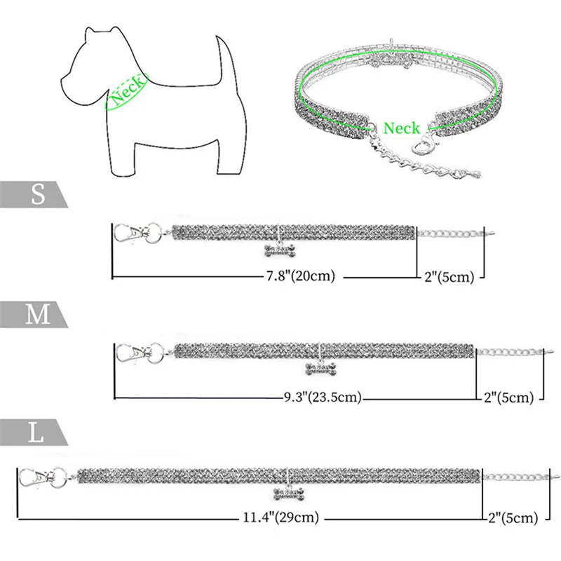 Rhinestone Dog Collar – Crystal Bling Pet Necklace