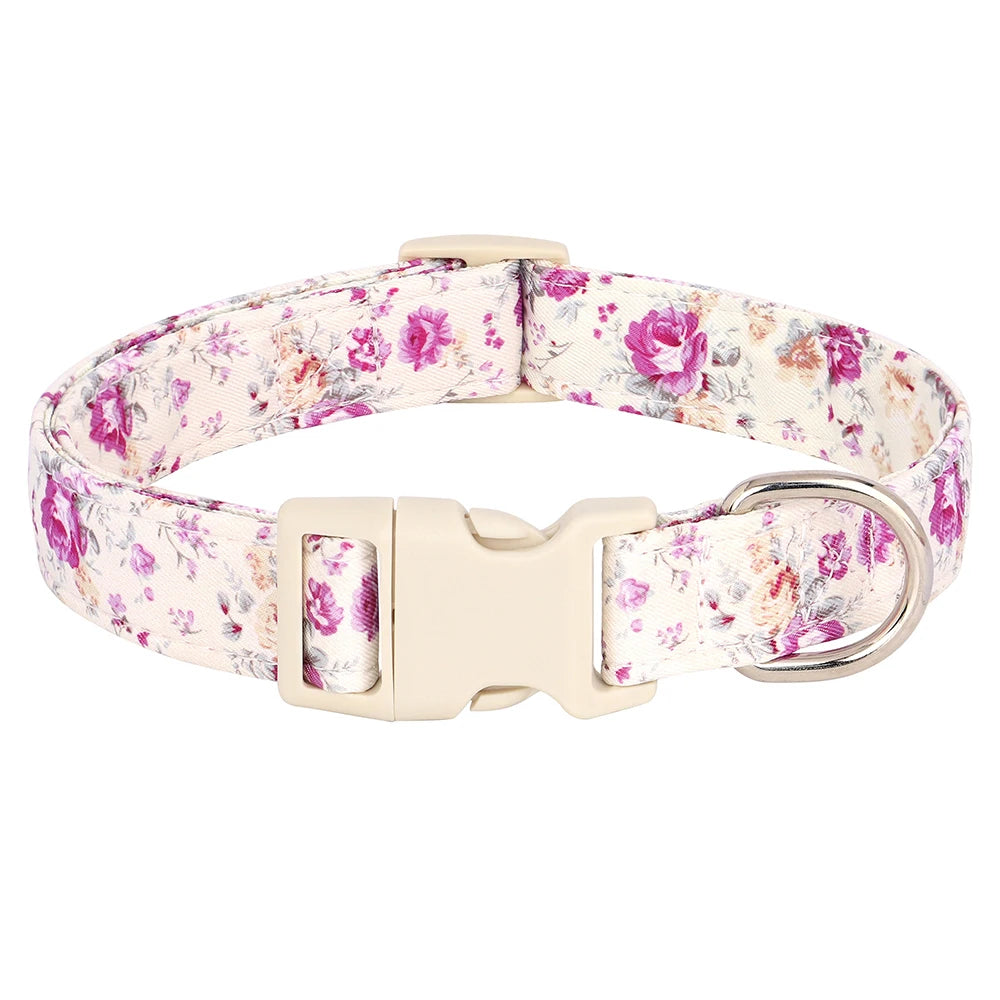 Adjustable Nylon Dog Collar with Floral Print – Soft & Durable Pet Collar for Small, Medium & Large Dogs