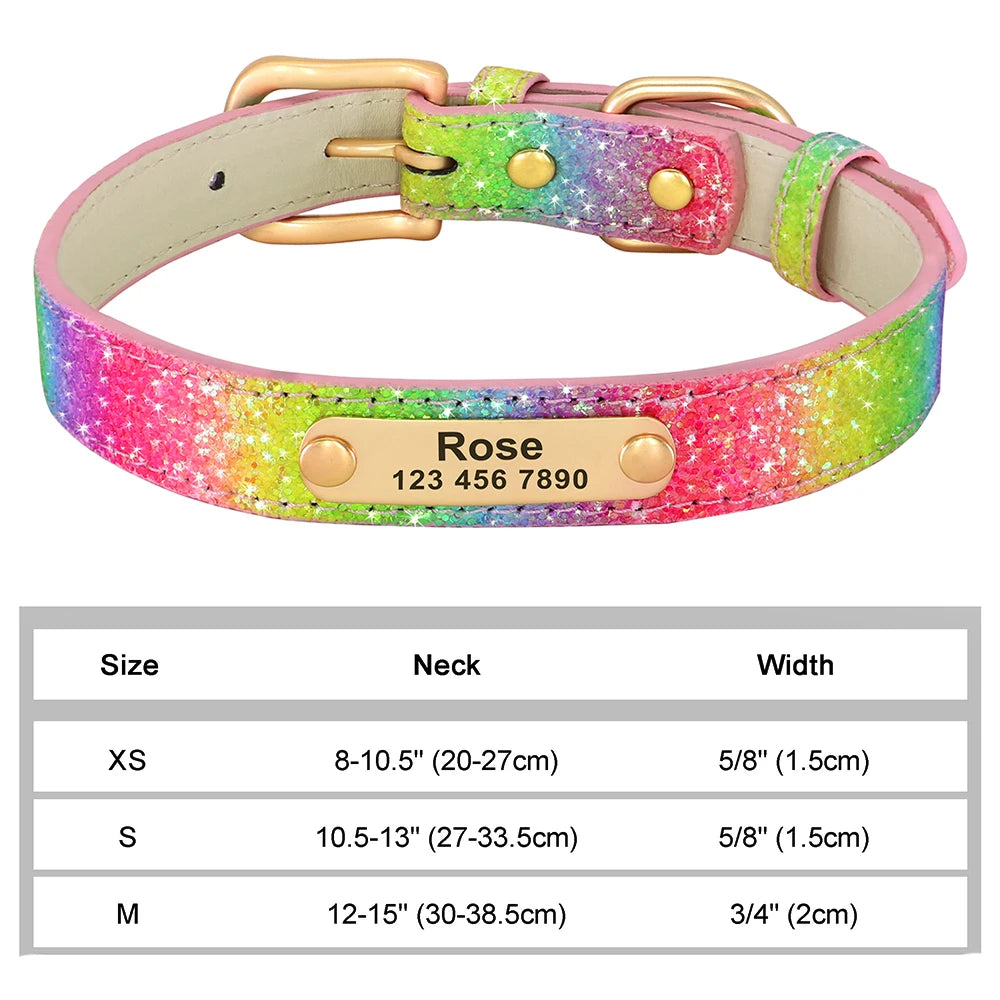 Personalized Cat & Dog Collar with Crystal Rhinestones – Adjustable Collar with Custom Engraved Anti-Lost ID Tag