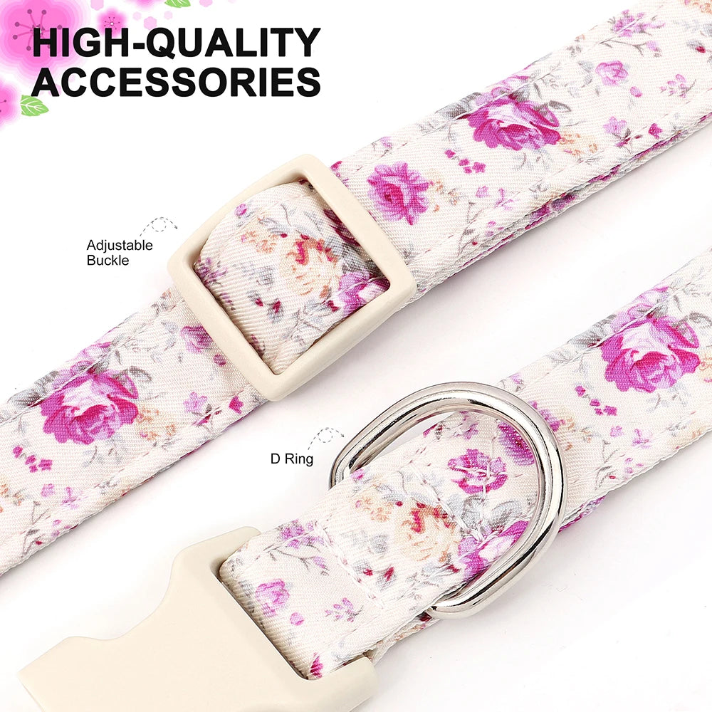 Adjustable Nylon Dog Collar with Floral Print – Soft & Durable Pet Collar for Small, Medium & Large Dogs