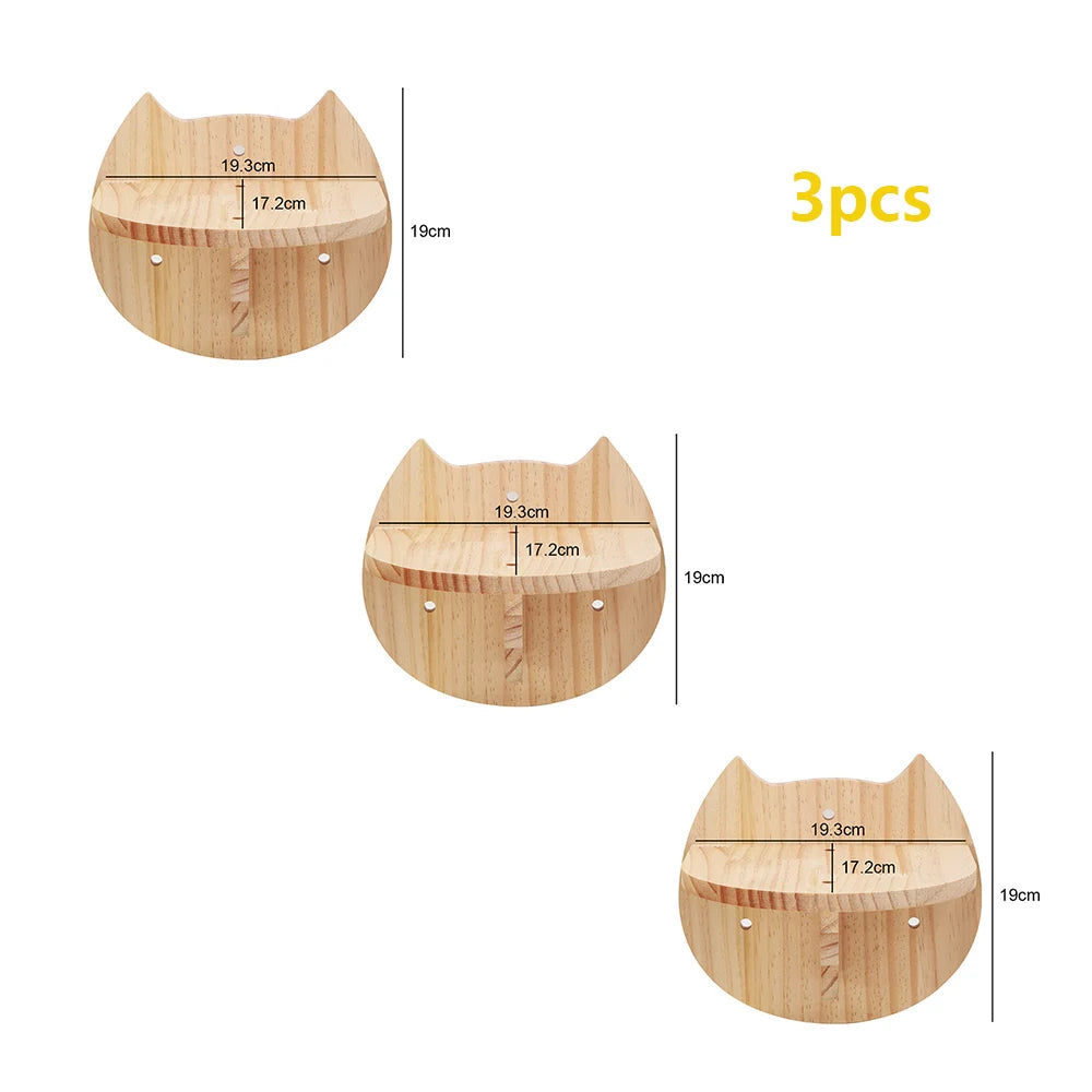 Wall-Mounted Cat Climbing Shelves – Wooden Cat Tree with Platforms, Ladders & Hammocks