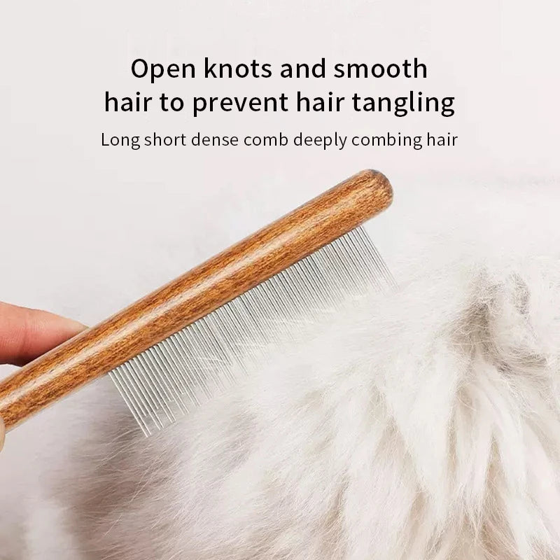 Solid wooden cat comb for hair removal