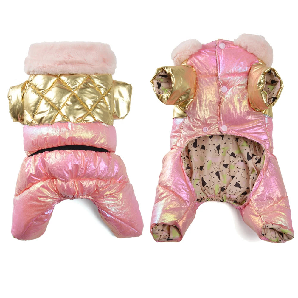 Winter dog jacket in metallic silver
