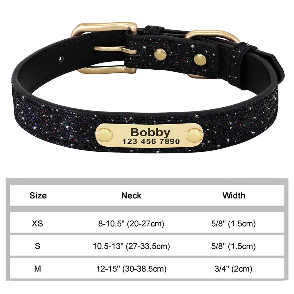 Personalized Cat & Dog Collar with Crystal Rhinestones – Adjustable Collar with Custom Engraved Anti-Lost ID Tag