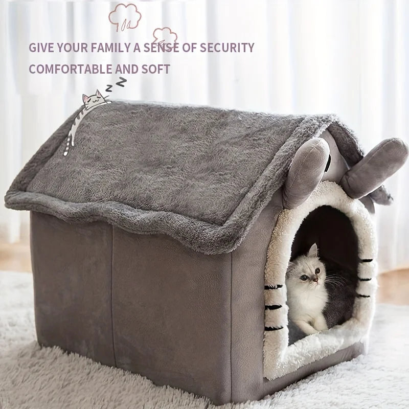 Foldable Pet House – Washable Cave Bed for Cats & Dogs