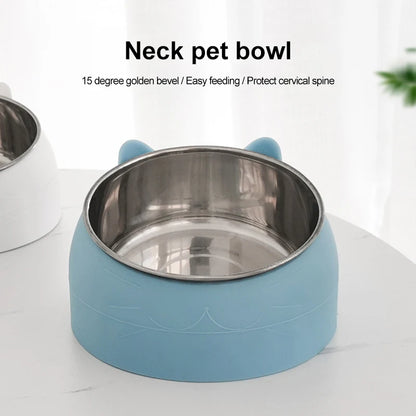 Inclined stainless steel pet bowl for cats and dogs