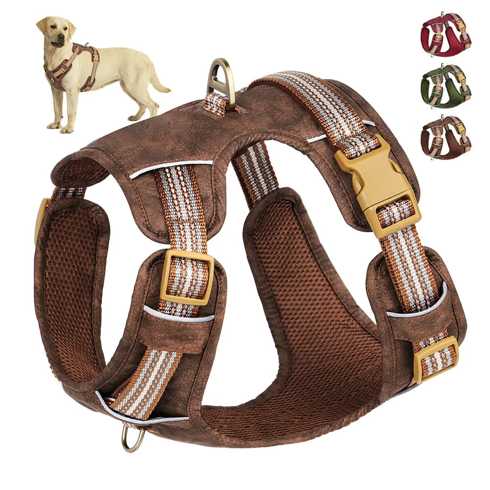 Waterproof reflective dog harness – adjustable nylon PU vest