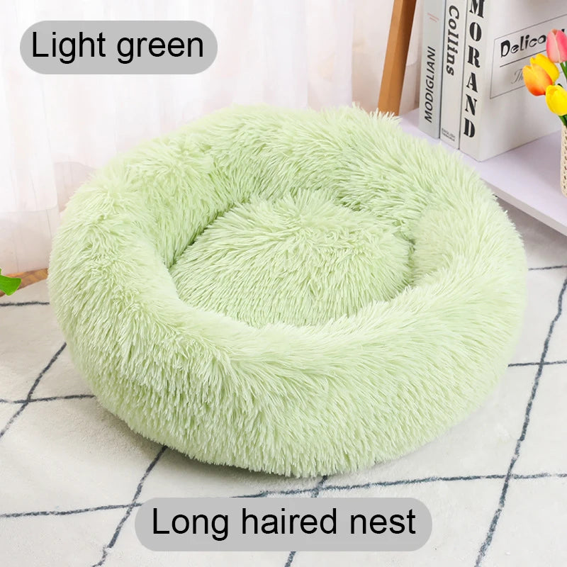 Round Plush Pet Bed for Cats & Dogs