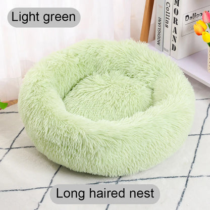Round Plush Pet Bed for Cats & Dogs