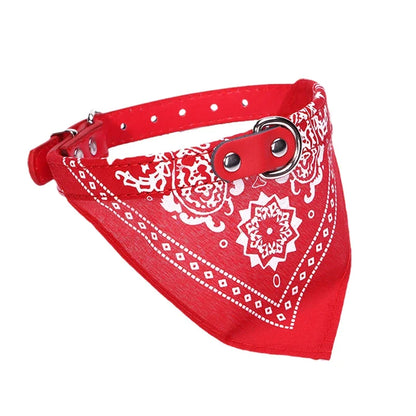 Dog & Cat Collar with Bandana – Stylish PU Leather Pet Collar