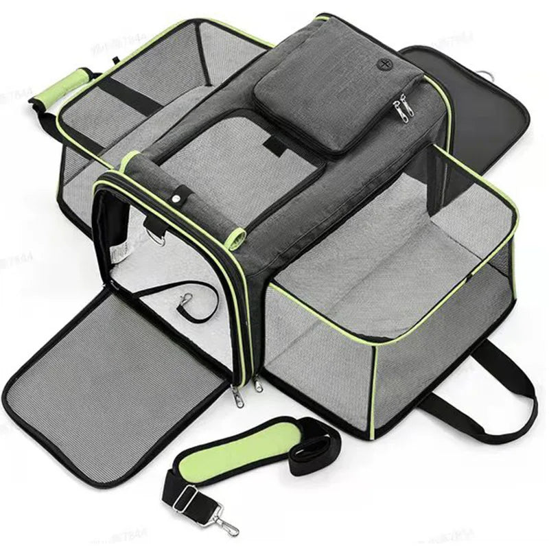 large capacity cat carrier with side expansion