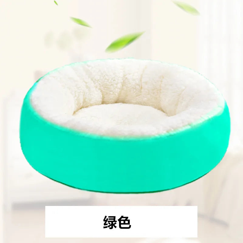 Round Plush Cat Bed – Cozy Cashmere-Style Nest for Cats & Small Pets