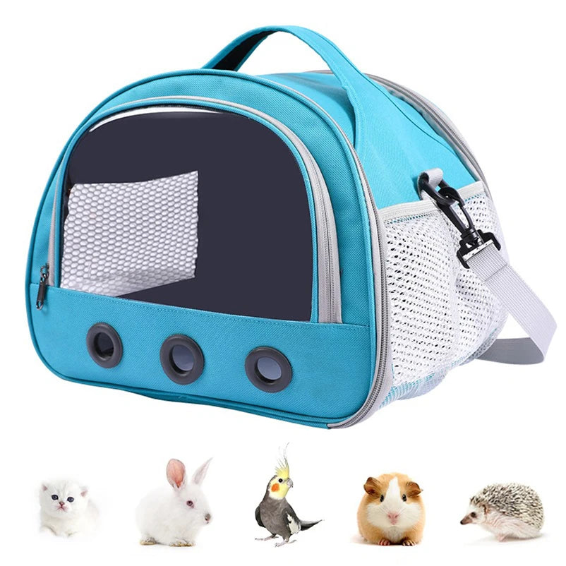 Black small pet bag with transparent window