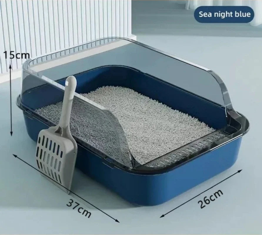 Semi-Enclosed Cat Litter Box – Splashproof Kitty Sandbox