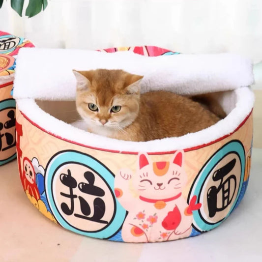 Removable washable cozy cat house bed in fun design