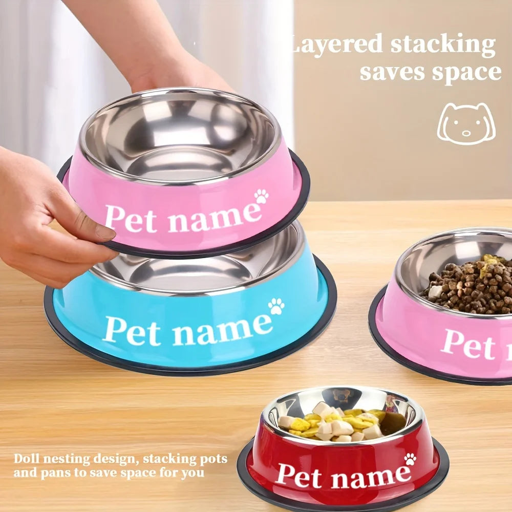 Custom Engraved Stainless Steel Pet Bowl – Non-Slip & Anti-Tip