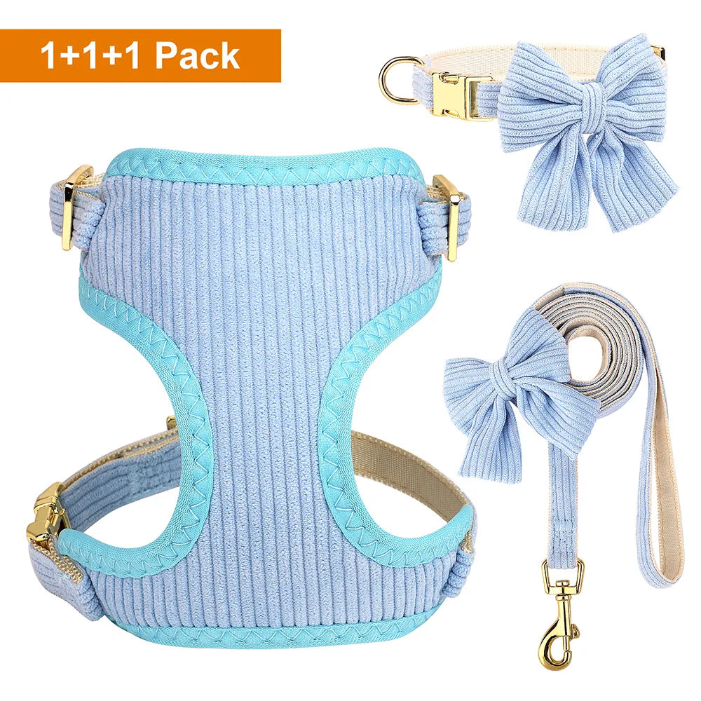 3PCS Dog Harness, Collar & Leash Set – Soft & Adjustable