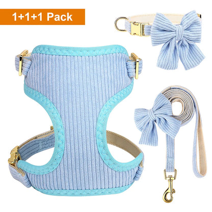 3PCS Dog Harness, Collar & Leash Set – Soft & Adjustable