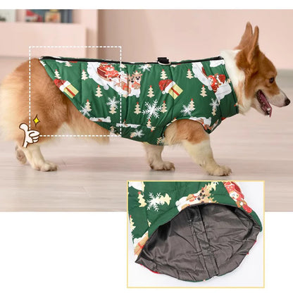 Pet wearing soft cotton waterproof jacket for cold weather