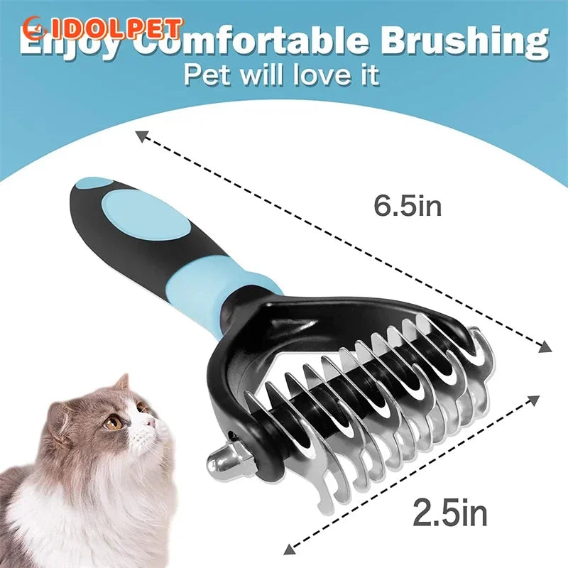 2-in-1 Pet Deshedding & Dematting Brush – Dog & Cat Grooming Tool
