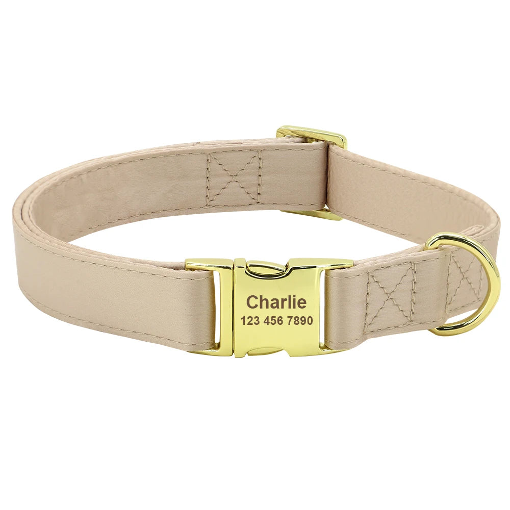 Personalized Dog Collar with Bowknot & Flower – Engraved Name Tag, Adjustable for Small, Medium & Large Dogs