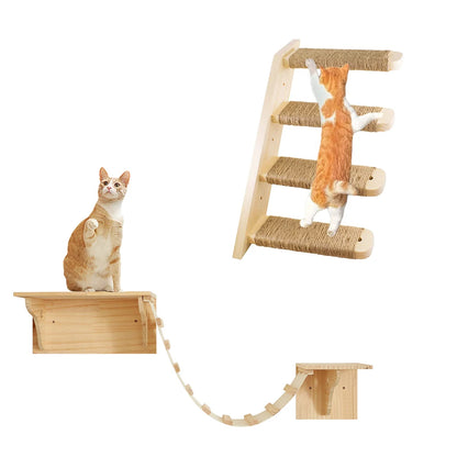 Natural pine wood cat furniture – stylish wall-mounted design