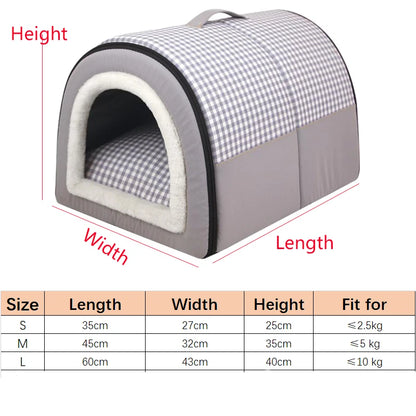 Size chart of pet sleeping house – S, M, L options