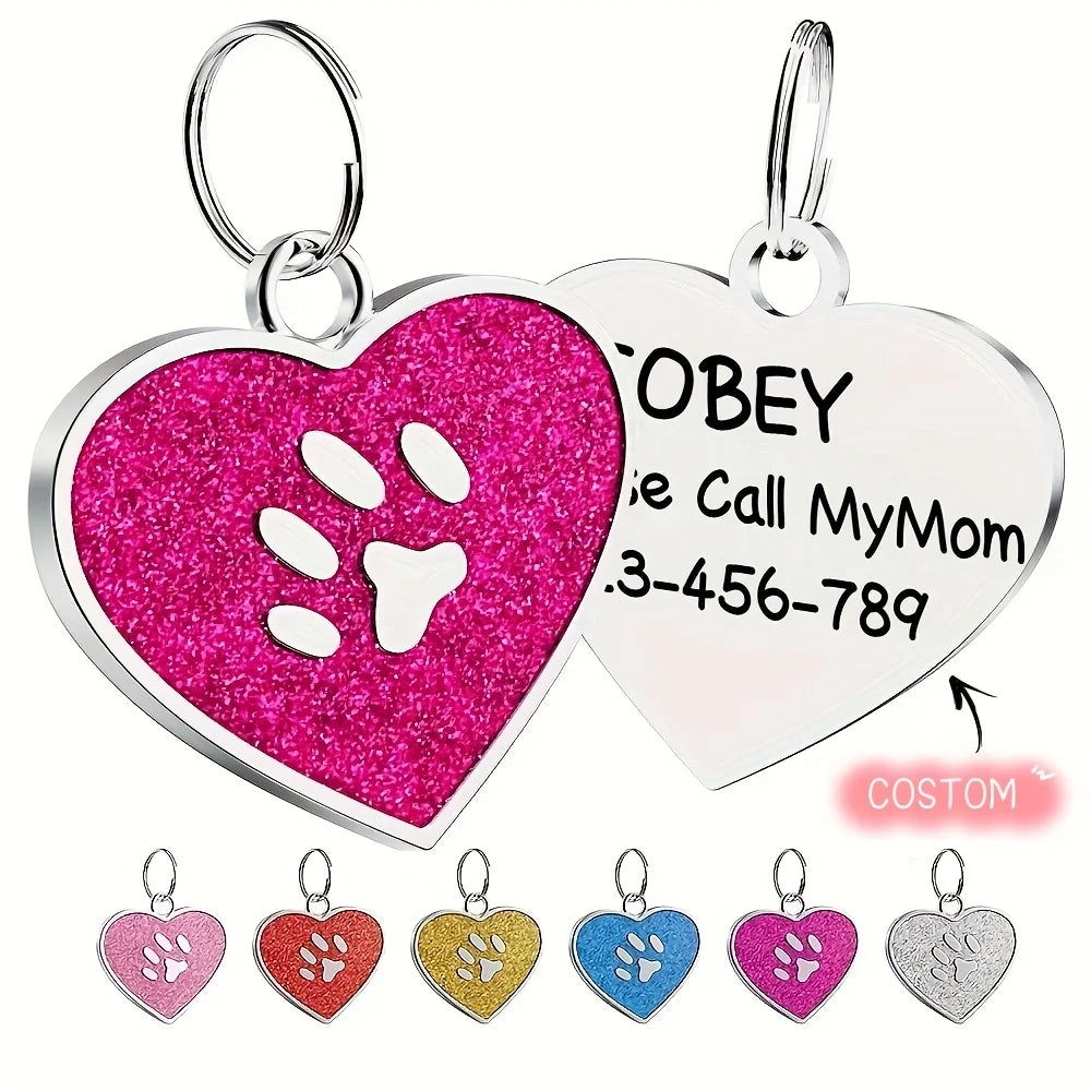 Heart-shaped personalized pet ID tag
