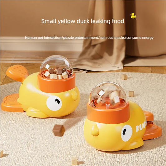 Yellow interactive dog food dispenser puzzle toy