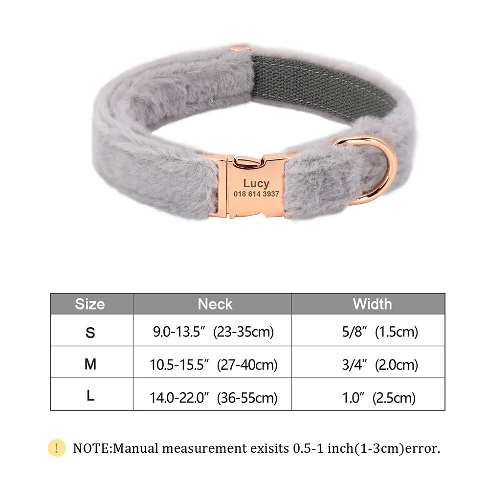 Custom Velvet Dog Collar with Engraved ID Tag – Soft Adjustable Pet Collar for Dogs & Puppies, Personalized Name & Phone Number