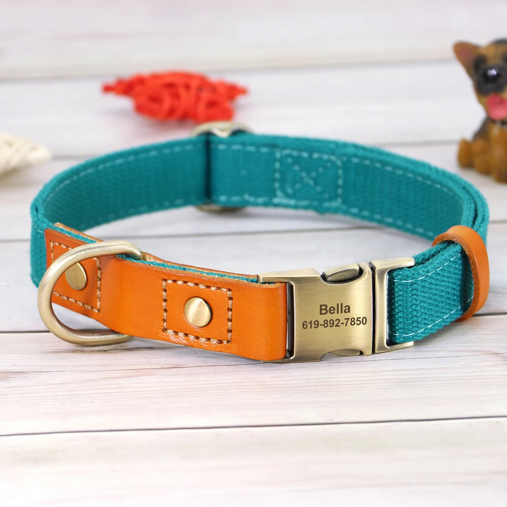 Custom Nylon Dog Collar – Durable PU Leather with ID Tag