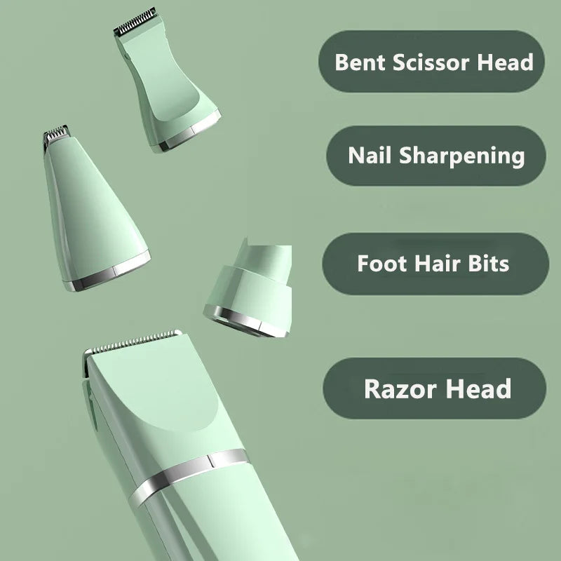 Low-noise electric pet hair clipper in white and green