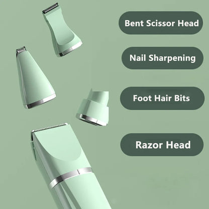 Low-noise electric pet hair clipper in white and green