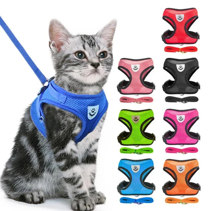 adjustable pet harness leash set for cats dogs