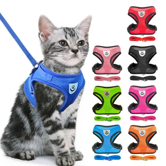 adjustable pet harness leash set for cats dogs