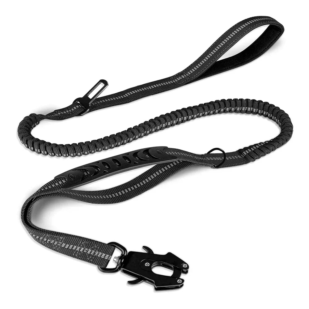 Shock Absorbing Dog Leash – Reflective with Car Seatbelt
