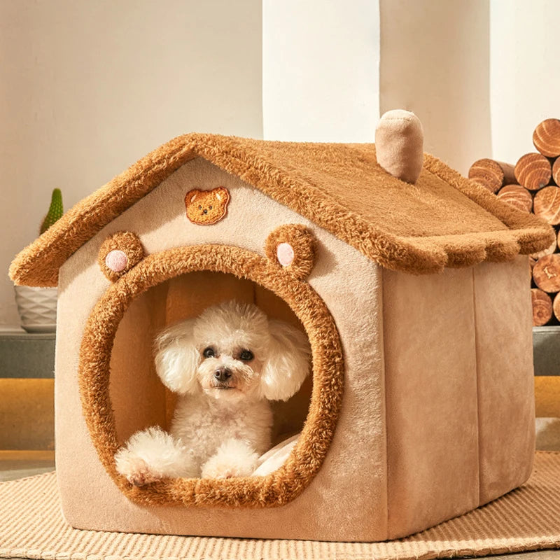 Washable pet house kennel with soft cushion