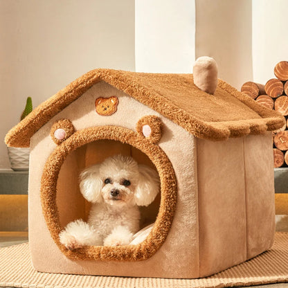 Washable pet house kennel with soft cushion