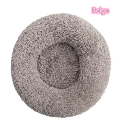 Long Plush Donut Pet Bed – Calming Cat & Dog Nest