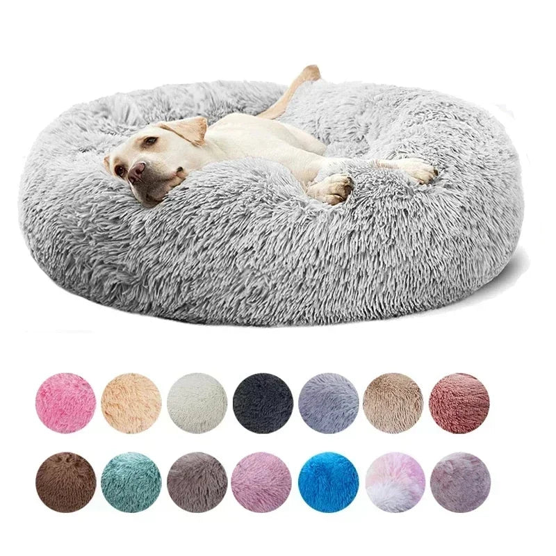 Fluffy gray donut pet bed for cats
