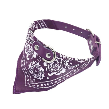 Dog & Cat Collar with Bandana – Stylish PU Leather Pet Collar