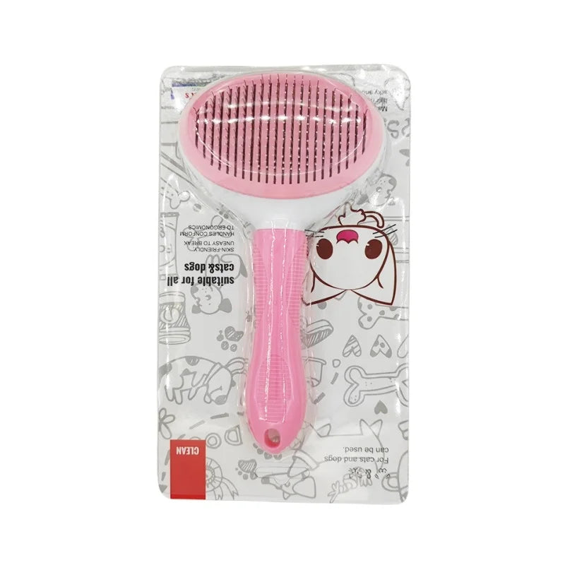 Self-Cleaning Pet Grooming Brush for Dogs & Cats – Slicker Comb with One-Click Hair Removal, Anti-Slip Handle, and Gentle Stainless Steel Bristles
