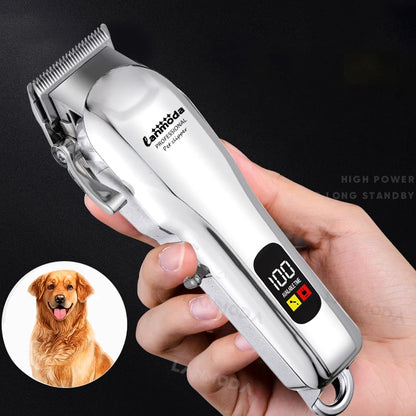 Cordless pet grooming clipper for dogs with LED display