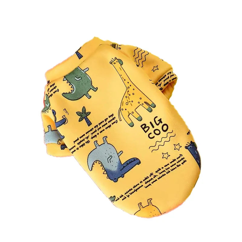 Colorful dog vest with fun cartoon pattern for winter