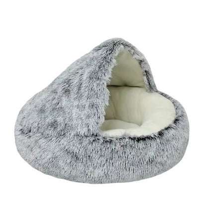 Soft pet bed with raised rim and cover
